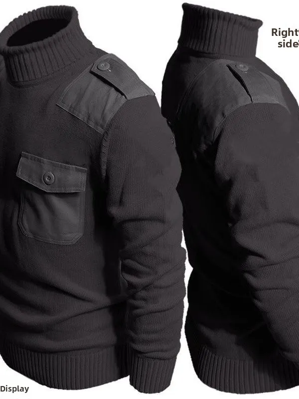 

Мужской длинный вязаный свитер свободного кроя с высоким воротником, теплый базовый слой, модный, осенне-зимний, новинка