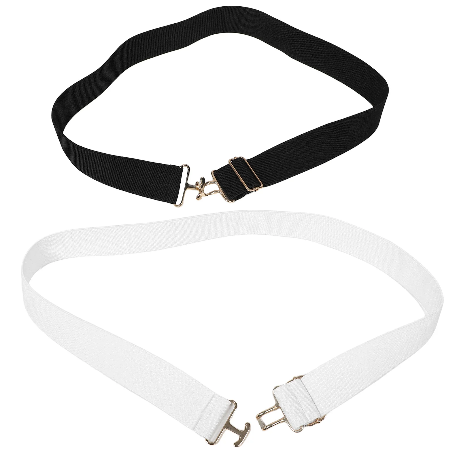 

2Pcs Women Elastic Stretch Belt Shark Buckle Stylish Dress Waist Belt Casual Wear Adjustable Waistband Dress Accessories