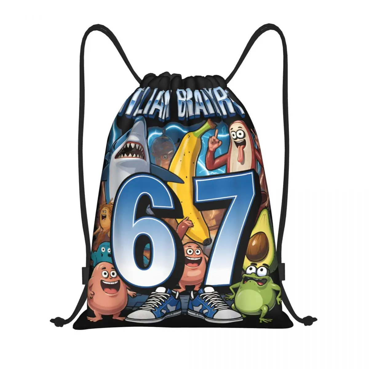 

67 Brainrot, итальянский мем, забавный рюкзак Six Seven 6-7 на шнурке, спортивный рюкзак для спортзала, сумки на шнурке для бега