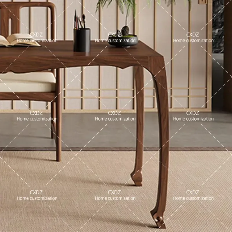 Song-style aesthetics black walnut solid wood desk home desk writing desk tea table tea table dual-purpose 2026 new