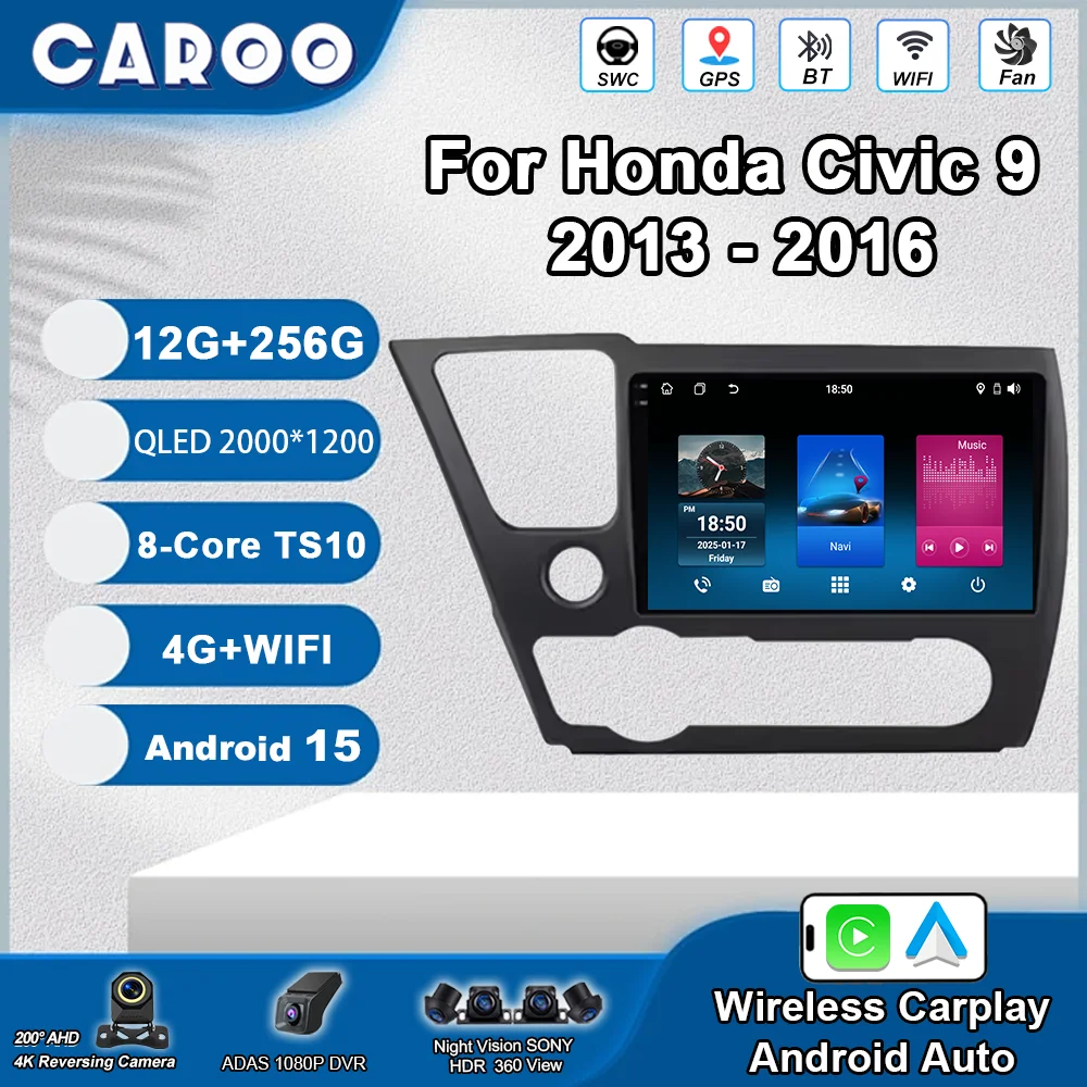 

Android 15 For Honda Civic 9 2013 2014 2015 2016 Carplay Car Radio Multimedia Video Player GPS Navigation Autoradio Head Unit