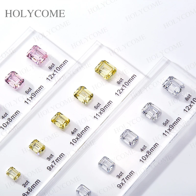 Updated Free Custom LOGO Kit Fancy Shapes CZ Diamond Carat Chart Comparison Set Reference White Pink Yellow Gemstone Selectable