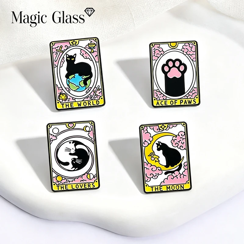 New Cute Black Cat Pink Frame Cartoon Enamel Brooch Badge Jewelry For Bag Clothing Backpack Party
