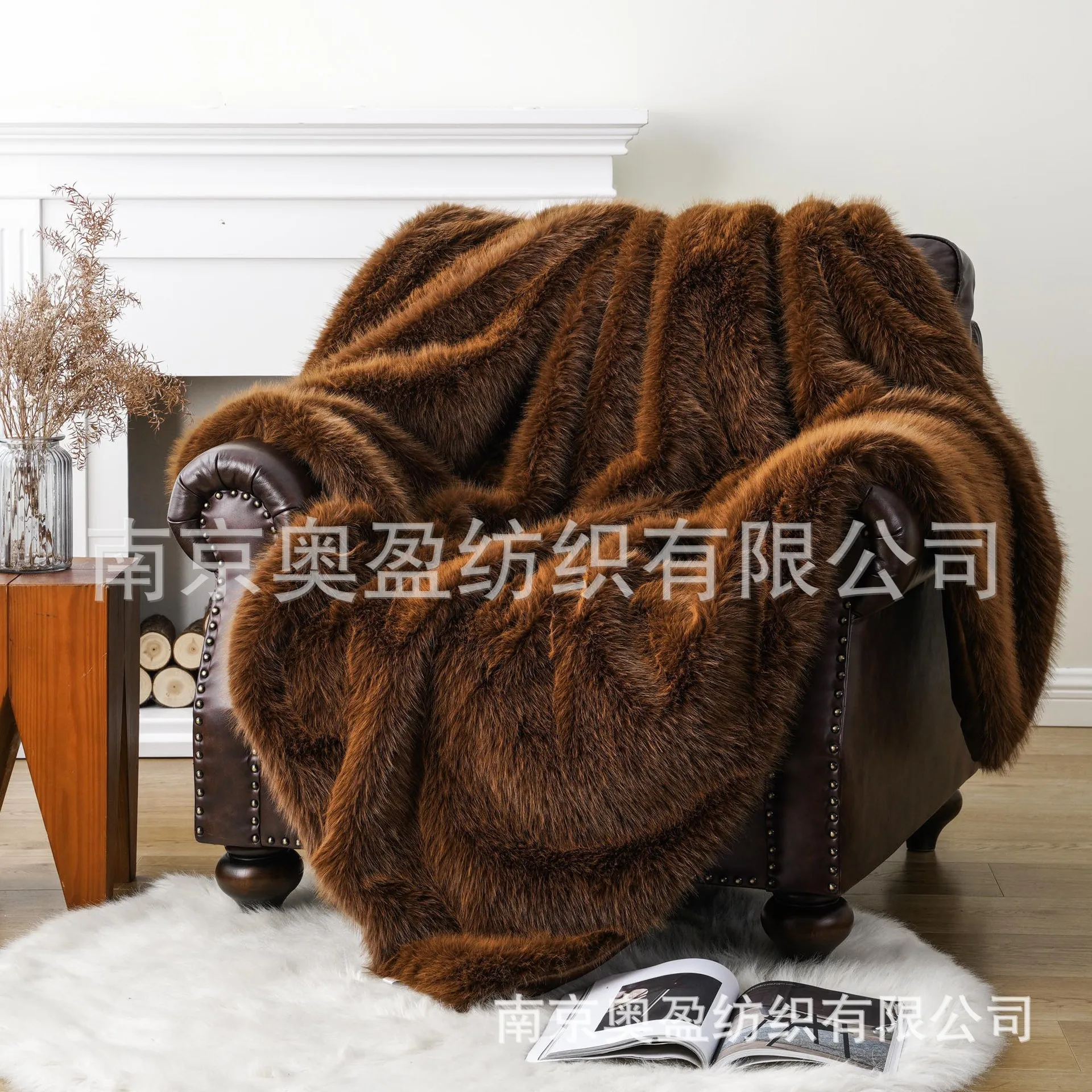 Light luxury imitation fur blanket sofa thickened by autumn and winter imitation fox fur  winter warm blanket