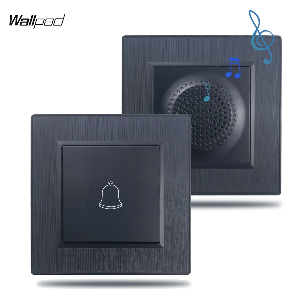 

EU Standard Black Doorbell Dingdong Wall Switch Black Brushed Frame Electrical Wired No WiFi Battery Needed Q7 Series Wallpad