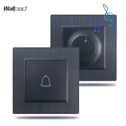 EU Standard Black Doorbell Dingdong Wall Switch Black Brushed Frame Electrical Wired No WiFi Battery Needed Q7 Series Wallpad