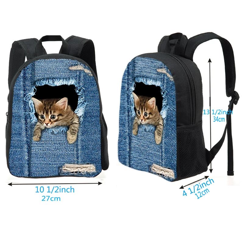 Preschool kitten pattern backpack, school classic children's backpack