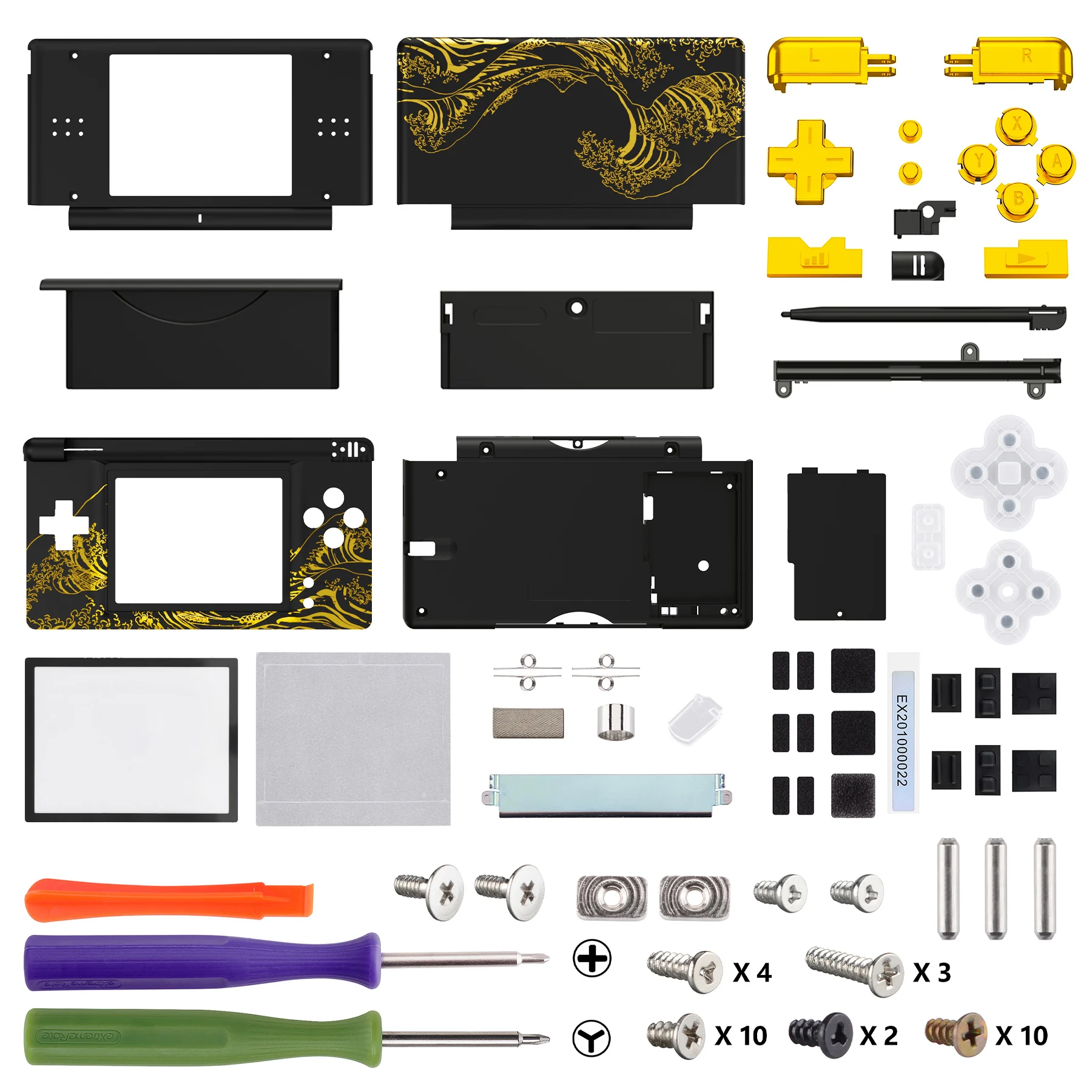 eXtremeRate Ersatz-Gehäuse für Nintendo DS Lite, Gehäuseabdeckung mit Tasten, Bildschirmabdeckung für NDSL – Einzelserie