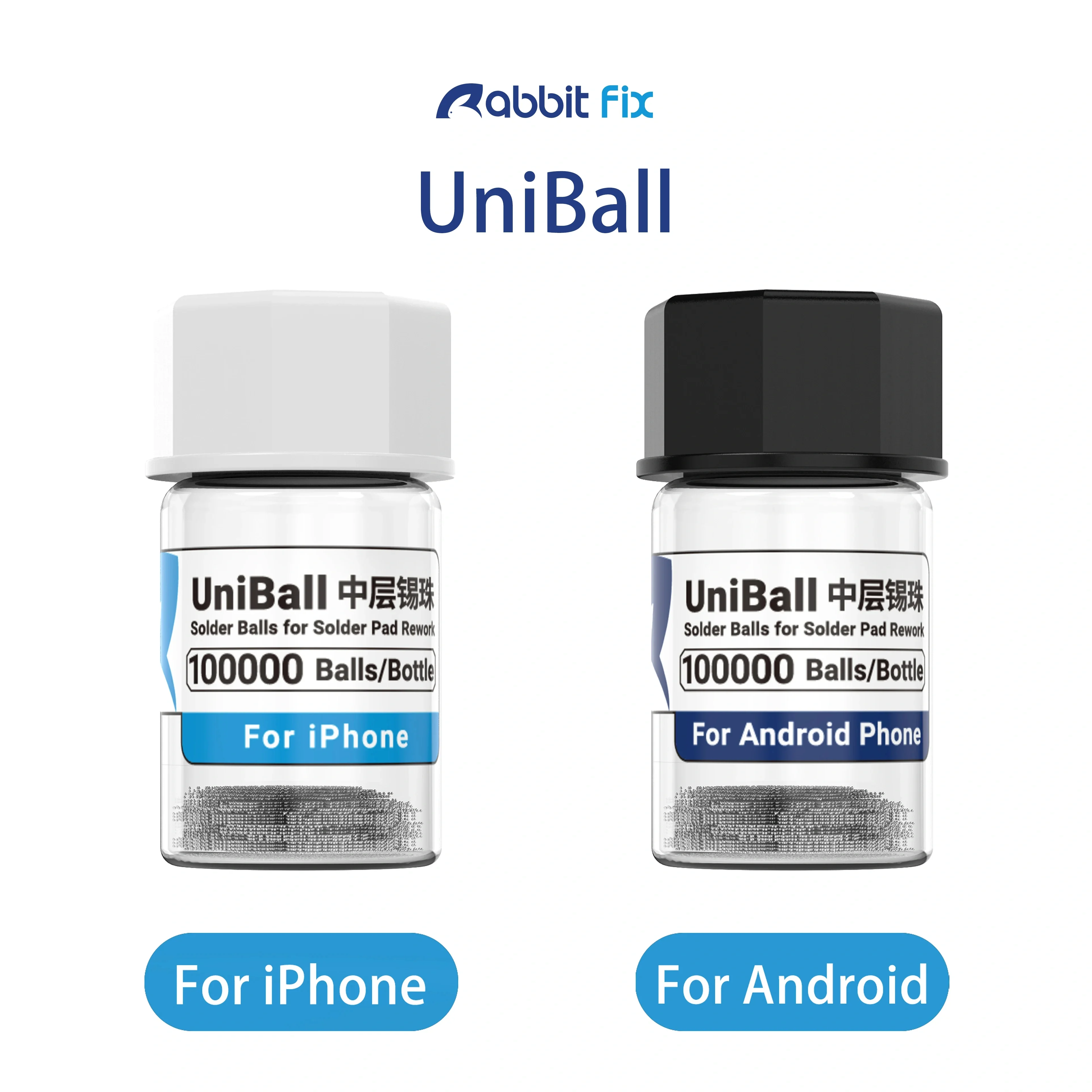 

Rabbitfix 100000 Balls/Bottle 183°C Reballing Balls BGA Lead Solder Leaded for iPhone Android Motherboard Pad Rework Repair Tool