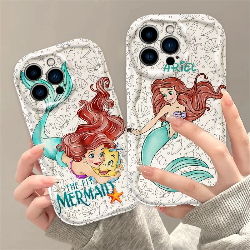 The Little Mermaid For Apple iPhone 15 14 13 12 11 XS XR X Pro Max Plus Wave Oil Funda Phone Case