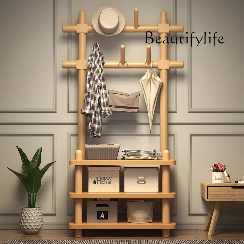 

88. Solid wood hanger Floor-to-ceiling coat rack Bedroom household hanger Simple vertical door hanger