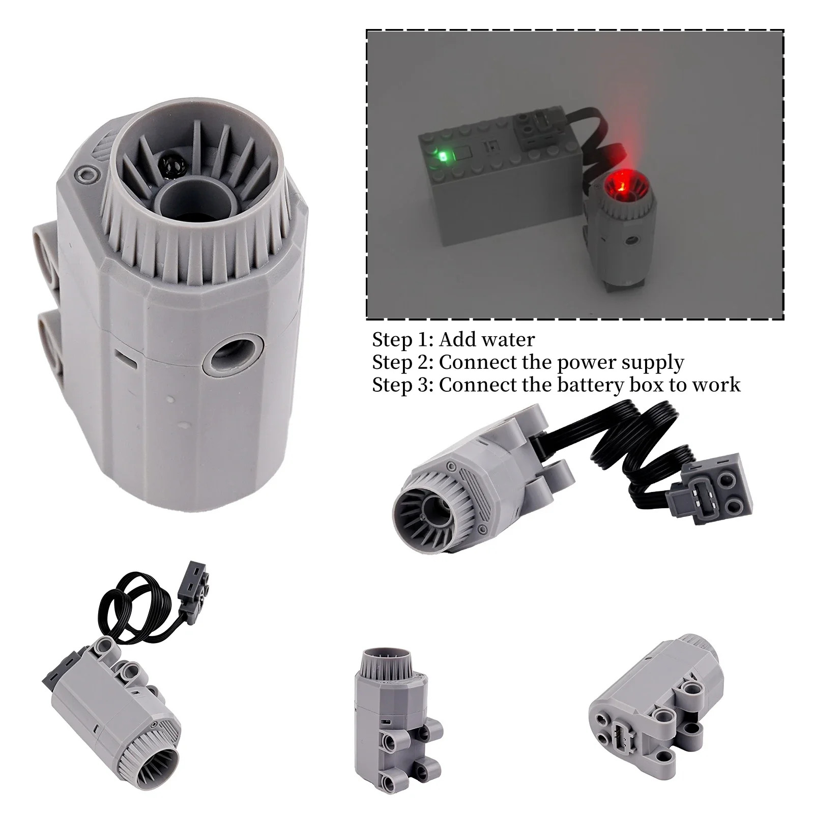 1pc MOC Fogger Automatic Building Blocks Simulated Exhaust Sprayer Electric Modified Car Model Accessories with Red LED Light