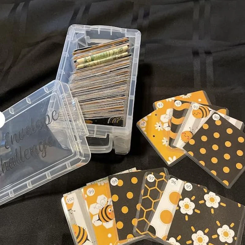 Envelope Challenge Box Set, Livro do planejador do orçamento para orçamento, 100pcs