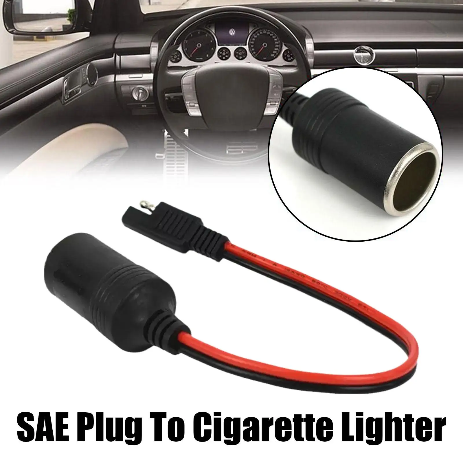 

14AWG Female Cigarette Lighter Socket To Sae With Sae Disconnect Plug Pin Release Quick Connector 2 Cable Extension Y5R0