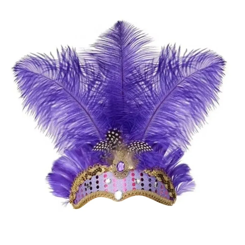 

Exquisite Colorful Feather Headpiece Elegant Vintage Sequin Feather Headband Carnival Events Brazilian Carnival