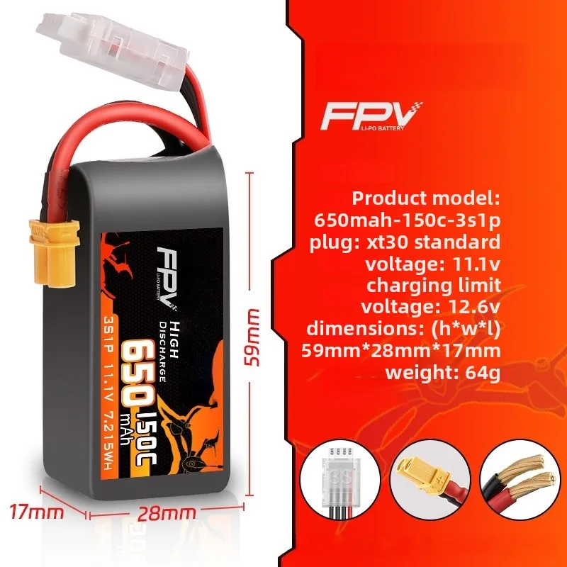 Upgrade New 150C 650mAh 3S 4S 6S Lipo Battery for RC Car Truck Buggy FPV Drone Helicopter Airplane RC Parts with XT30 Plug