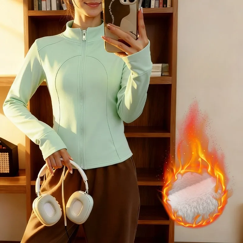 

2025 Fashion Women's Workout Jacket, Cozy Thermal Fleece, Slim Fit Breathable Zip-Up for Running & Yoga Sportswear