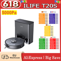 ILIFE T20S Robot Vacuum Cleaner 5000Pa Suction Power 260mins Runtime Self-Emptying Station System LDS Navigation App Control