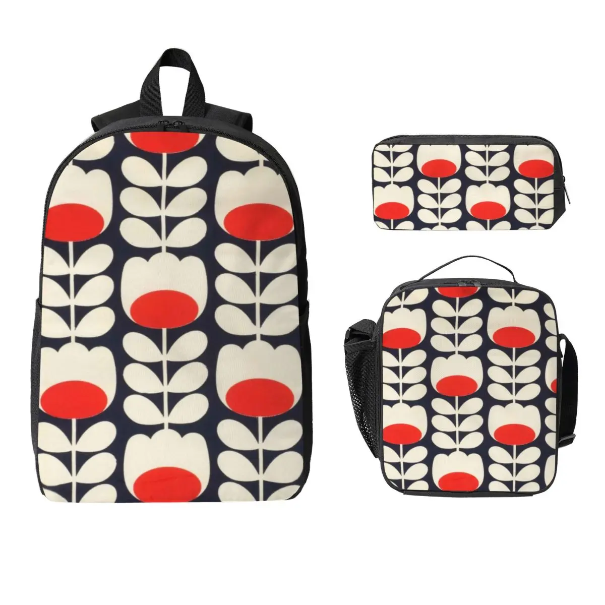 

Orla Kiely, Multi Stem Flowers Backpack Student Boys Girls BookBag School Bag Shoulder Bags 3ps Insulated Lunch Bag Pencil Case