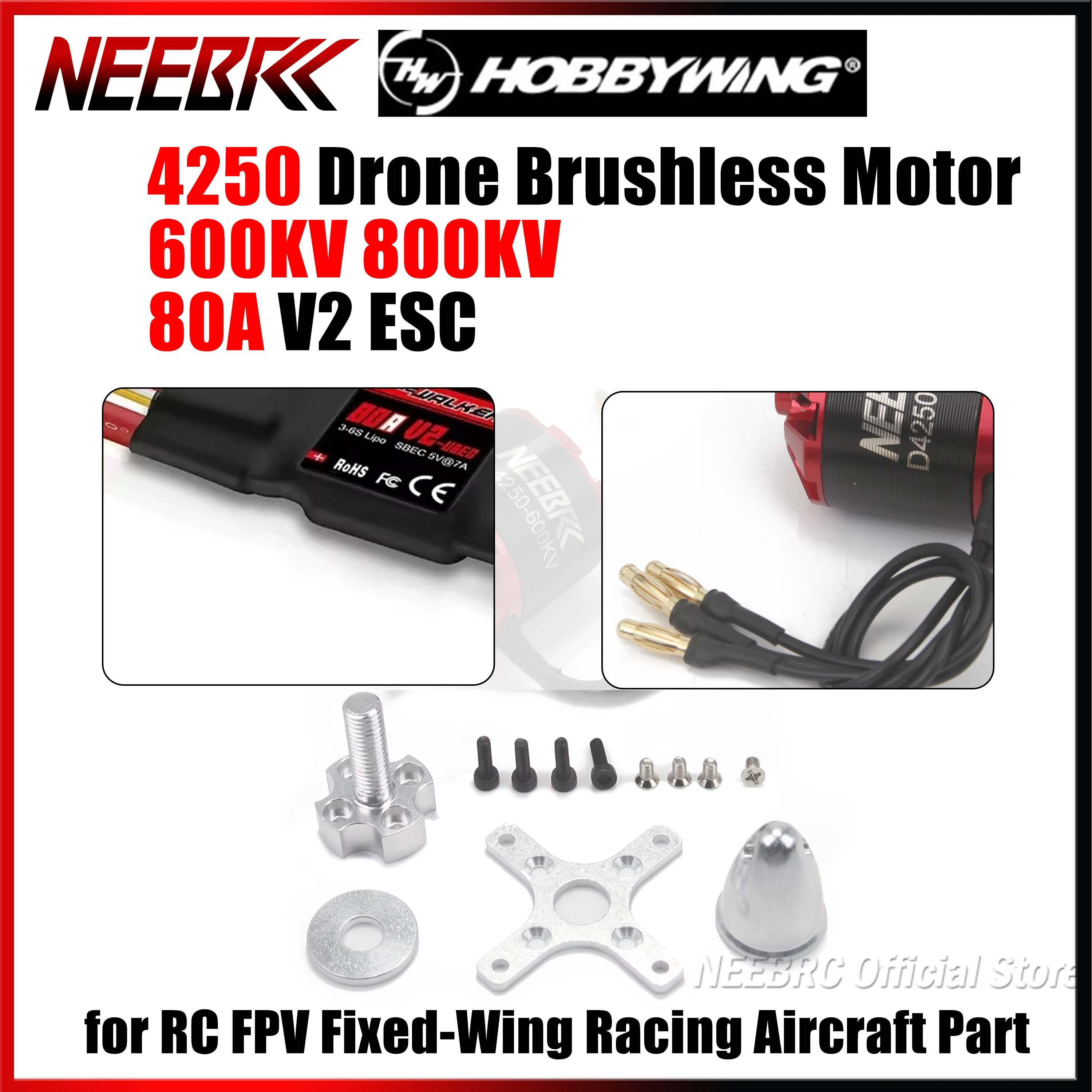 

4250 Drone Brushless Motor 600KV 800KV 3-7S w 80A V2 ESC Speed Controller for RC FPV Fixed-Wing Racing Aircraft Multicopter Part