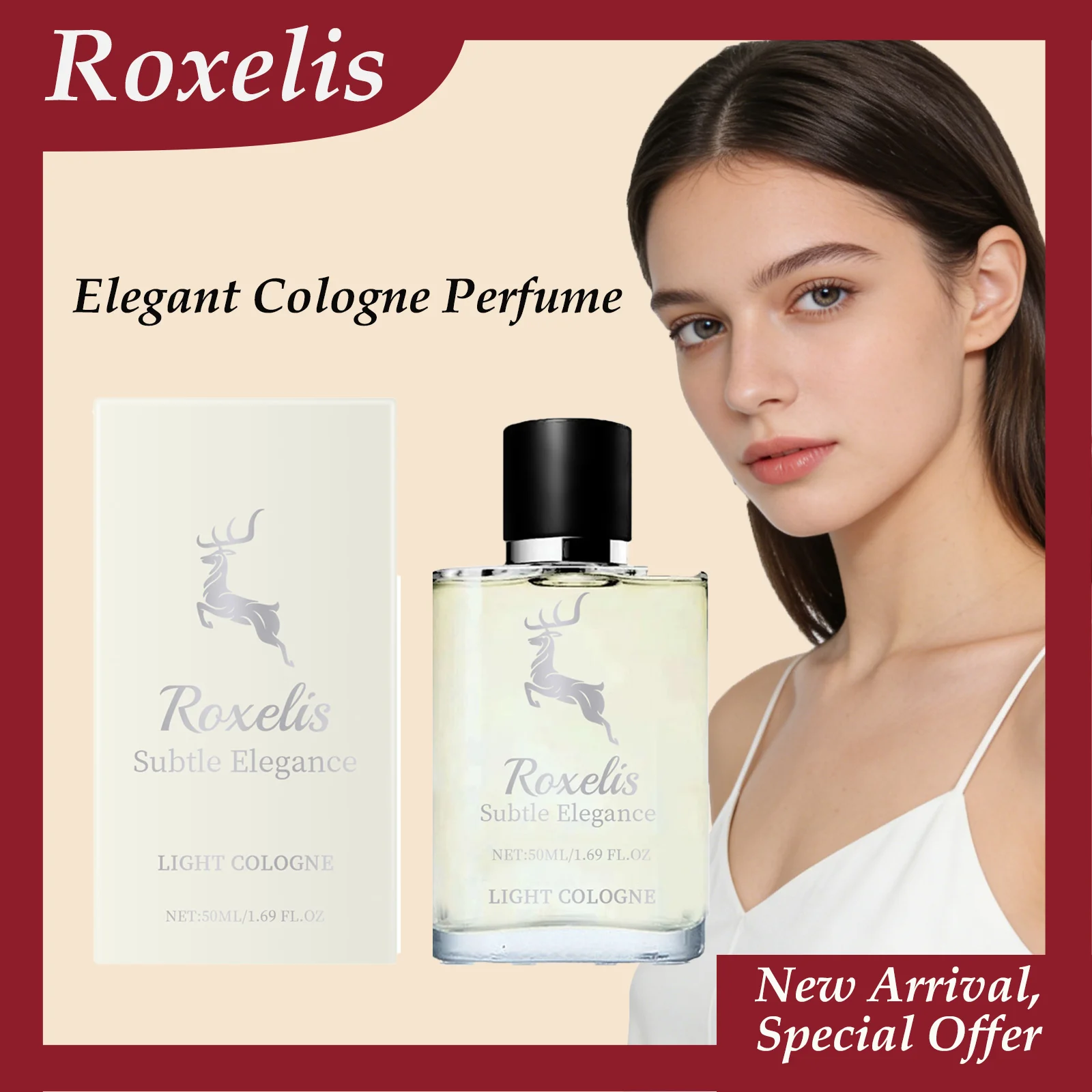 

Roxelis 50ml Elegant Cologne Perfume Long-lasting Floral Scent Fresh Stress-relieving Gentle Fragrance Dating Flirting Perfume