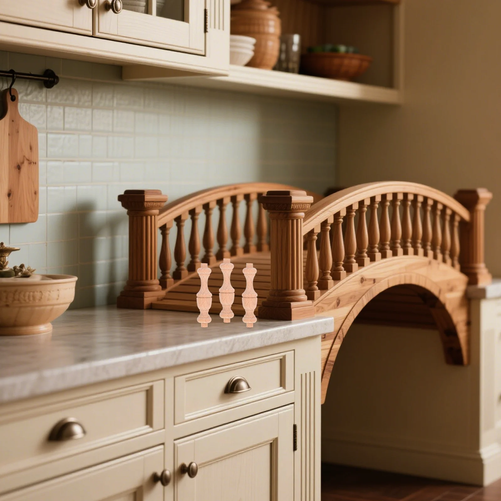 

6Pcs Solid Wood Decorative Spindles Unpainted Balusters for Home Cabinets Bridges Roman Column Style DIY Crafts