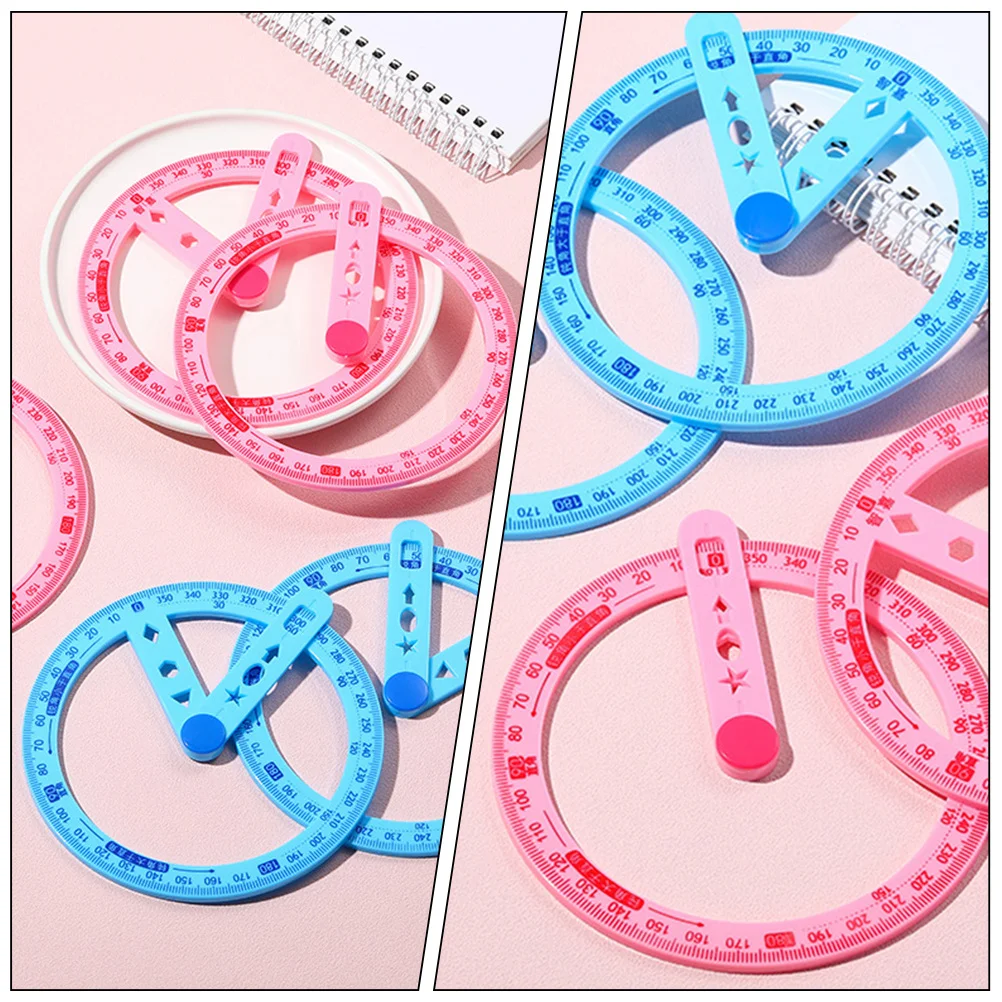 6 قطعة من البلاستيك الشفاف بدائرة 360 درجة أداة قياس احترافية للمكتب والمدرسة وصياغة الهندسة الهندسية