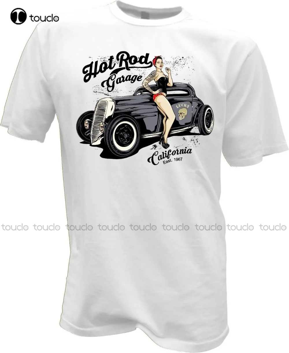 T-Shirt Pin Up Girl Hot Rod Rockabilly Tattoo Musik Garage Oldschool V8 Usa V6 New 3D T Shirt Men Tee Shirts Unisex Xs-5Xl