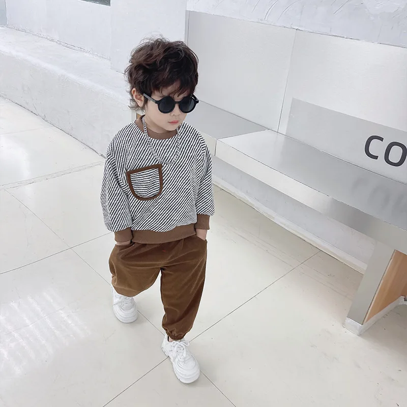 Boys Sets Fall Spring Sweatsuit Fall Clothes For Kids 1 2 3 4 5 Year Hoodie And Long Pants School Child Clothing Set For Boy