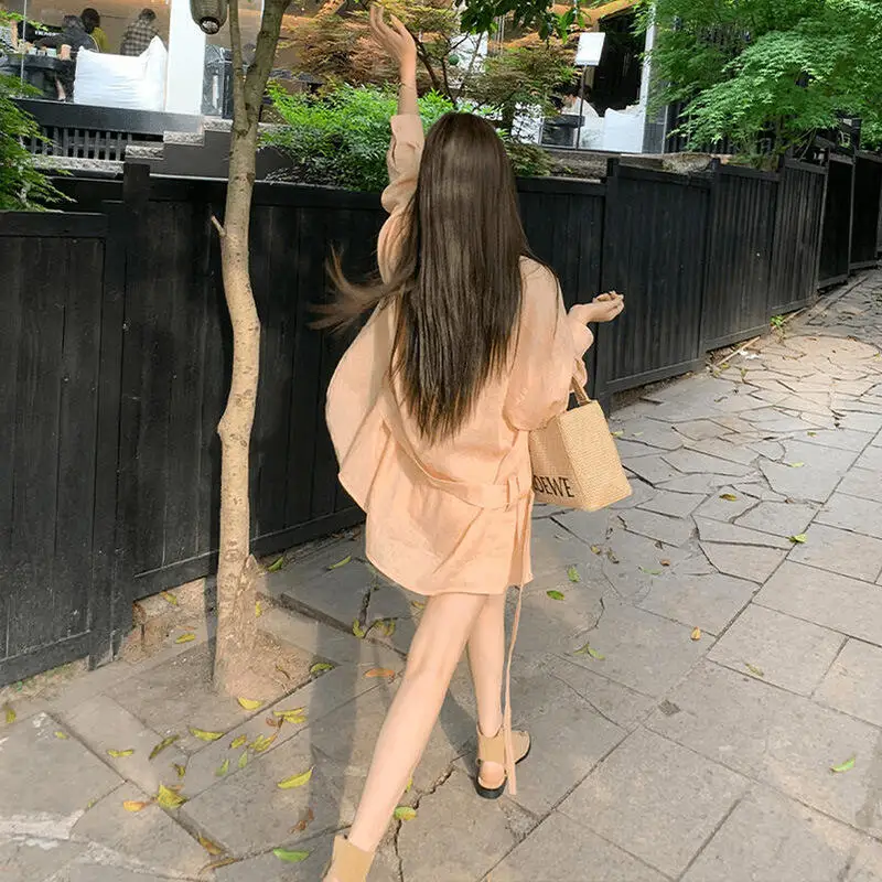 New 2026 Fashion Best-Selling Gentle Suit Temperament Loose Long-Sleeved Shirt High-Waisted Shorts Women's Summer New Style Ins - Image 3