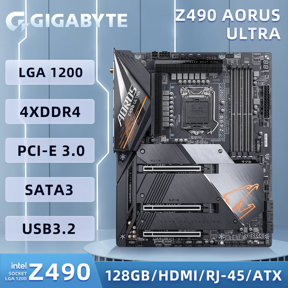 Gigabyte Z490 AORUS ULTRA Motherboard Support i9-11900KF 10900K i7-11700F 10700KF i5-11600K 10600 CPU LGA1700 4xDDR4 M.2 ATX