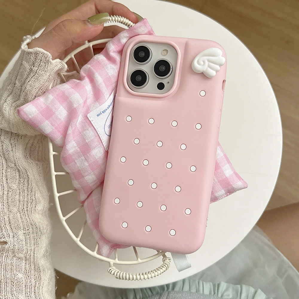 3D Cute Polka Dot Angel Wings Silicone Phone Case for IPhone 16 15 14 13  Pro Max 14 15 Plus Shockproof Cover for IPhone 16 Pro - AliExpress 202192403