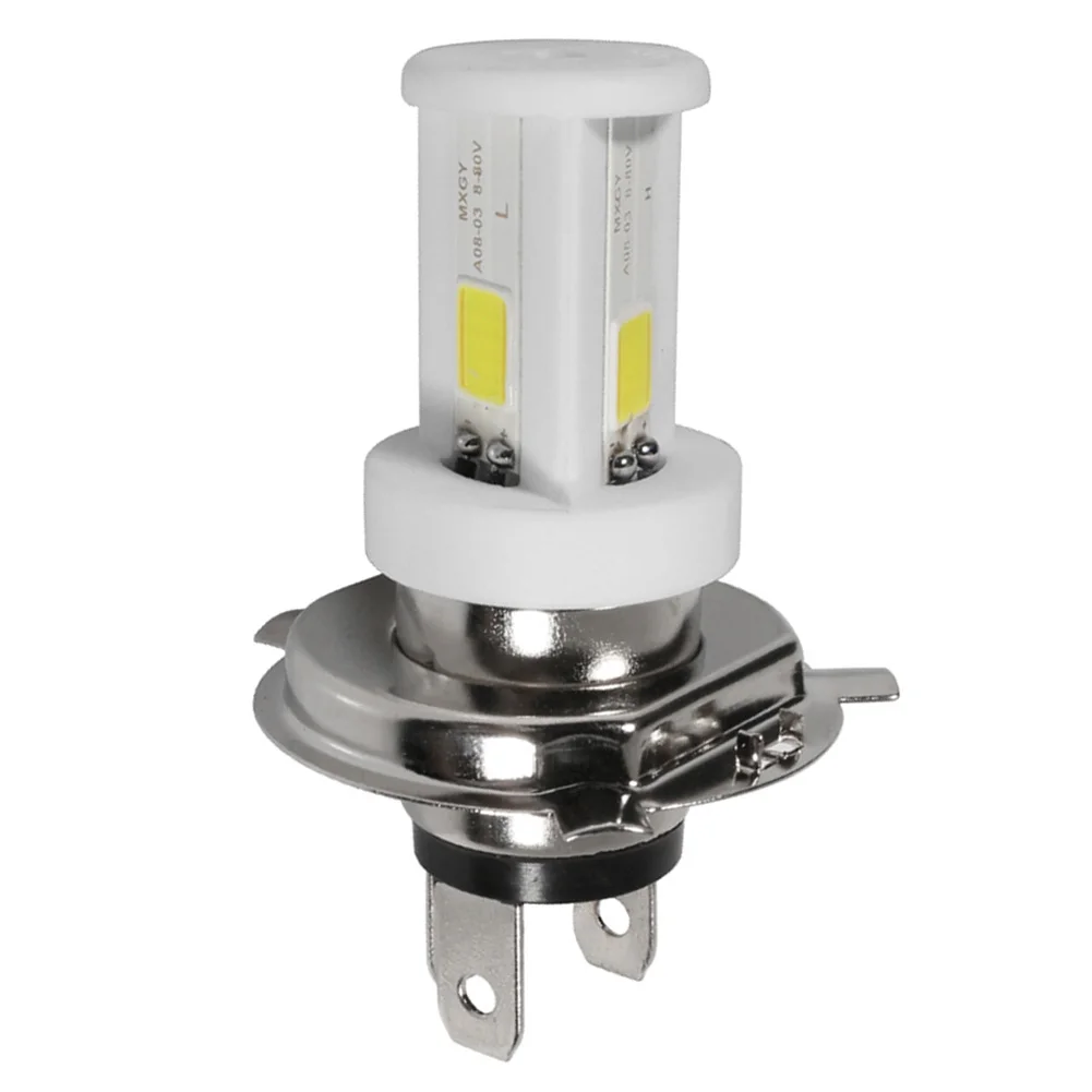 H4 Ceramic COB LED Motorcycle Bulb Headlights with Softer Headlight Bulbs 6500K 1080LM High Beam Auto Parts