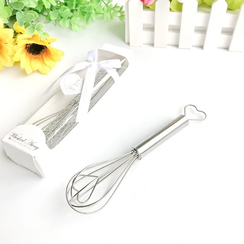 Heart-Shaped Stainless Steel Whisk in Gift Box Wedding Favors Hand Egg Beater Bridal Shower, Party Supplies, Whisked Away, 12Pcs