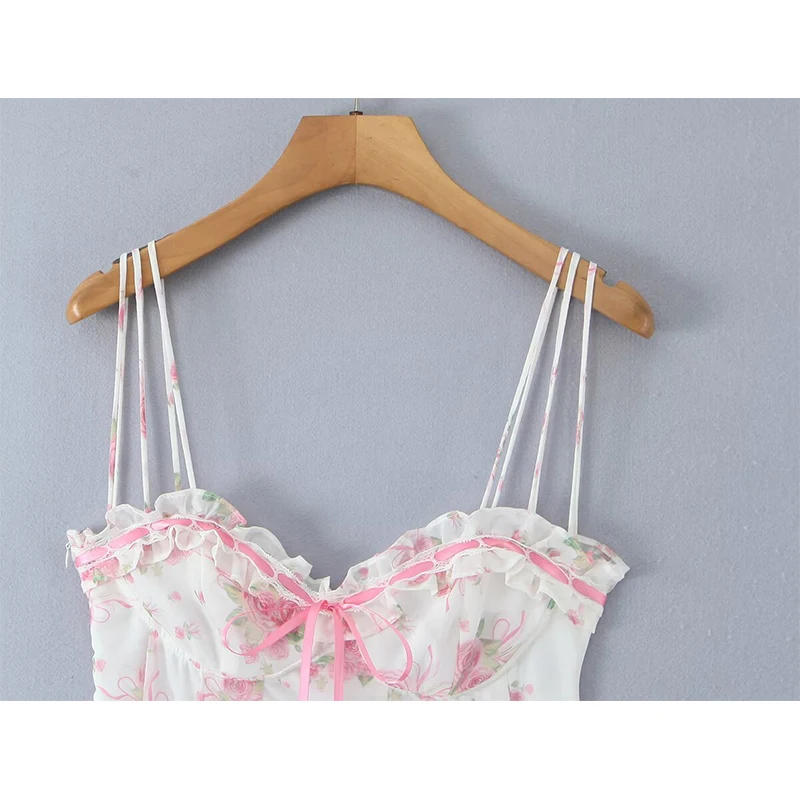 โรแมนติกผู้หญิงเซ็กซี่Backlessดอกไม้พิมพ์สลิงชุดมินิฤดูร้อนRobe Night Out Party Dresses