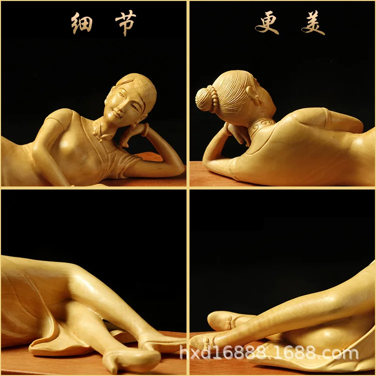 Factory wholesale boxwood wood carving beauty new Chinese home decoration study room living crafts