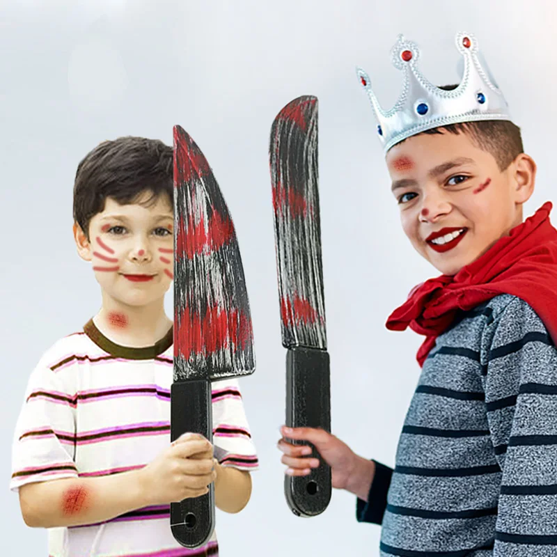할로윈 블러디 가짜 칼 플라스틱 도끼 어린이를위한 장난감 선물 공포 코스프레 의상 파티 소품 해피 할로윈 장식 용품