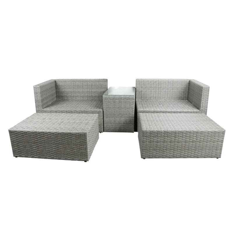 رائجة البيع أثاث حديقة الفناء 4 مقاعد أو 5 مقاعد الروطان في الهواء الطلق طقم أريكة مقعد أسود مقاوم للماء للحفلات #3