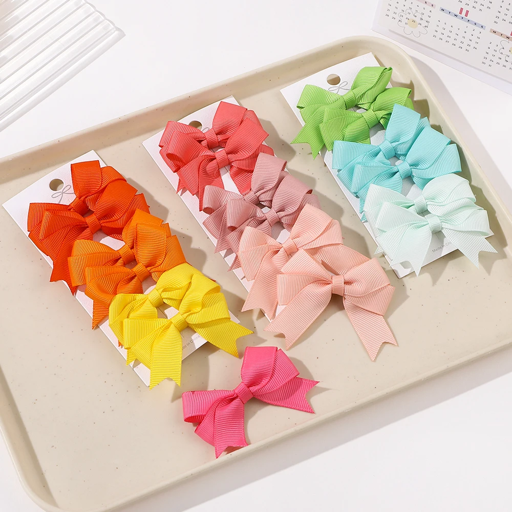 

6pcs/set Bows Girls Hair Clips Sets Solid Color Mini Cheer Lovely Hairgripe Kids Hair Clips Accessories Hairpins For Children