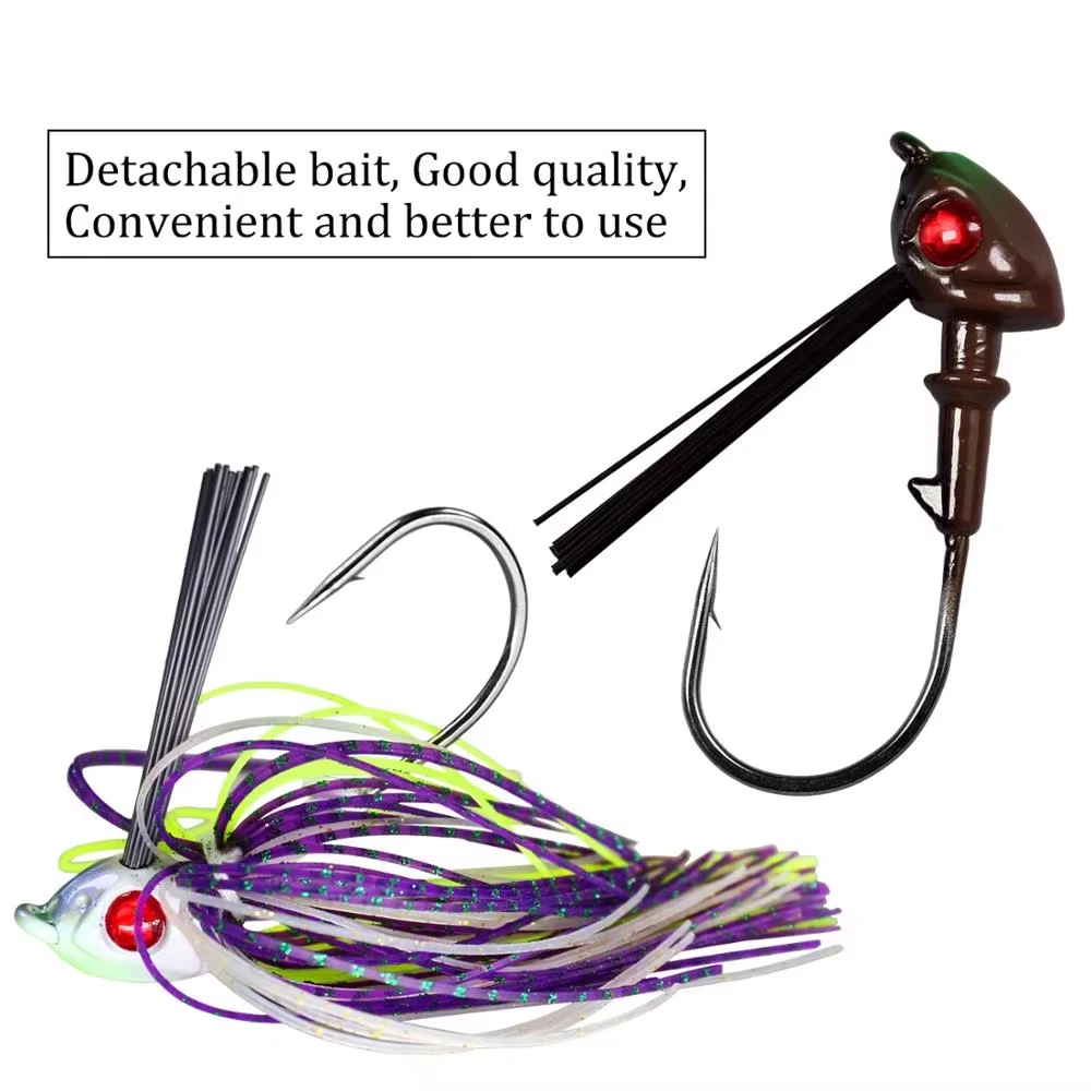 

3pcs 15g Weedless Swim Wire Baits Spinner Fish Head Jigging Lures Rubber Fishing Bait for Bass Fishing With Mustad Hook