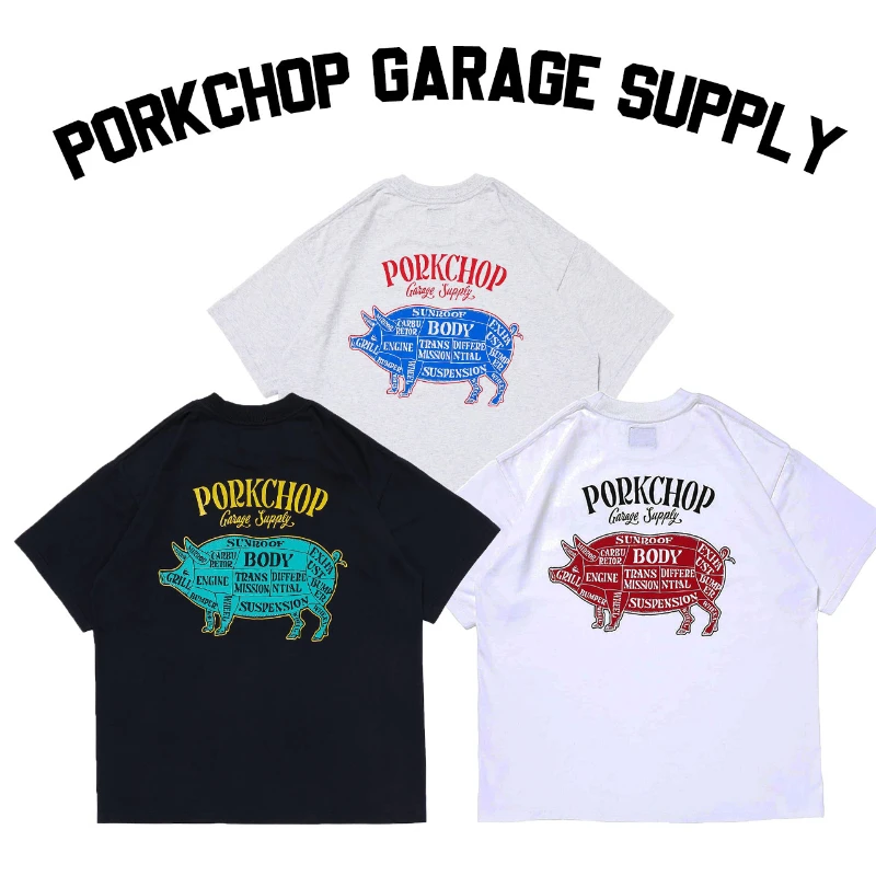 PORKCHOP T-Shirt Men Women Skateboard T Shirt Oversized Short Sleeves Streetwear Harajuku Men's Clothing Tee