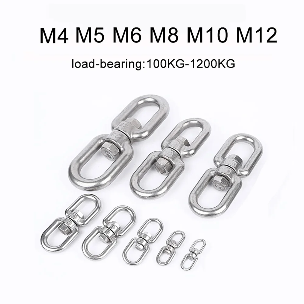 M4 M5 M6 M8 M10 M12 Rotating Eye Fitting A2 Stainless Steel Double End 8 Shape Swivel Hook Heavy Duty Rigging Connection Parts
