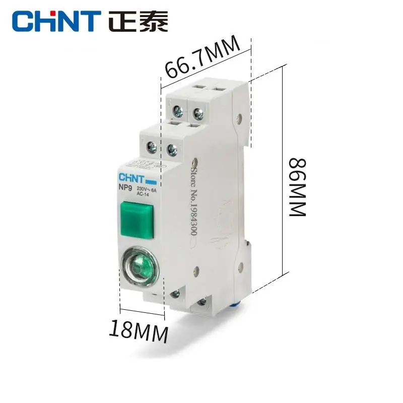 CHINT NP9 AC DC 220V 24V Push Button Card Din Rail Button Switch Reset With Moving Signal Light Led 2NO 2NC Pushbutton Switch