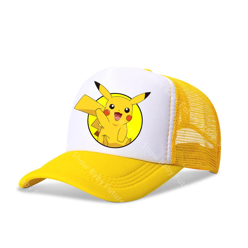 Verschiedene Farben Baseballkappen Pokemons Pikachus Squirtles Jungen Mädchen Outdoor Atmungsaktive Netzmütze Niedliche Cartoon-Anime-Mütze Verstellbar