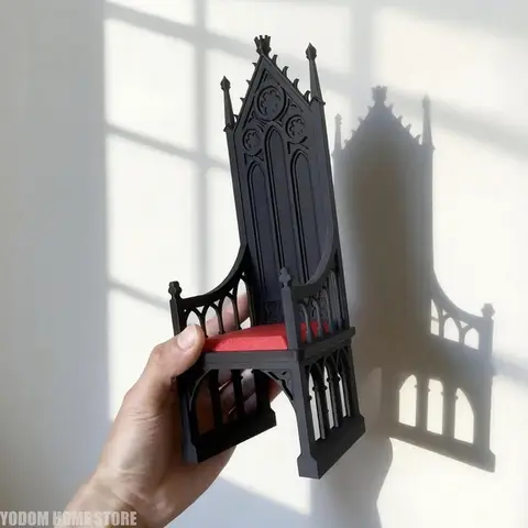 3D Printed Gothic Throne Chair - Skeleton Design 1/12 1/18 Scale BJD Doll Accessory Home Decor