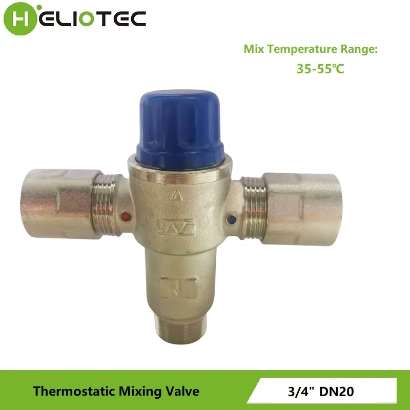 Heliotec 3/4 Inch DN20 Solar Heater Thermostatic Mixing Valve Pipe Valve Building Materials Standard