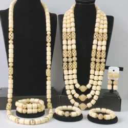 White Artificial Coral Couple Set African Wedding Nigerian Beads Jewelry Sets