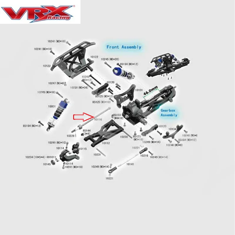 RC VRX 10116 Metal Front CVD Dogbone 125mm For 1/10 VRX Racing RH1001/1002/1008/1009 RH1018/1019 RH1043/1045 RH817/818 Model Car