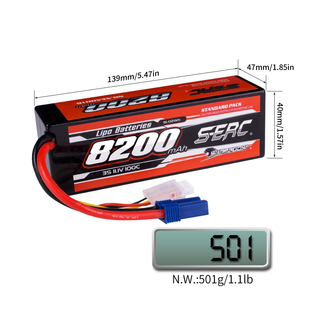 SUNPADOW 8200mAh 2S 3S 4S 7.4V 11.1V 14.8V Lipo Battery EC5 Plug 100C for RC Car Plane DJI Truck Tank Buggy Racing Boat Models