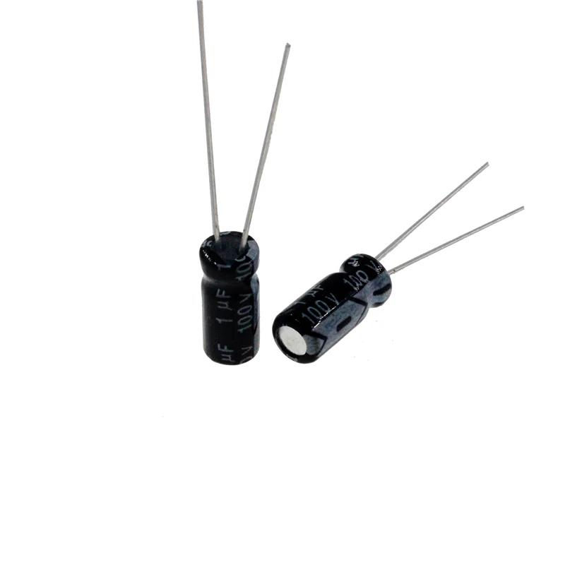 50 sztuk 1uF 100V 1MFD 100WV aluminiowy kondensator elektrolityczny 5*11mm promieniowe 1mf100v 1uf100v 100v1mf 100v1uf